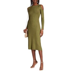 Zimmermann Green Cold-Shoulder Midi Sweater Dress Size AU 0‎